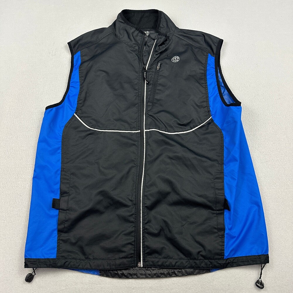 Golds Gym Vest Men Large Extra Large Black Blue Full Zip Reflective Workout L/XL